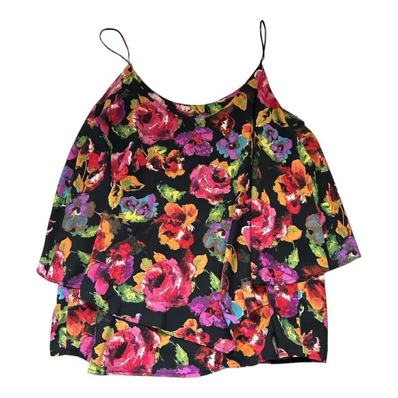 Paper Crane Women's Floral Layered Spaghetti Strap Blouse Size Large - Picture 6 of 6